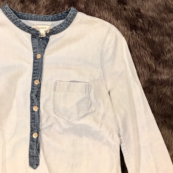 J. Crew Blue Denim Button Blouse, Darker Trim - Picture 4 of 6